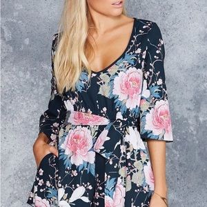 Blackmilk Koson Flowers Kimono Playsuit - Limited M